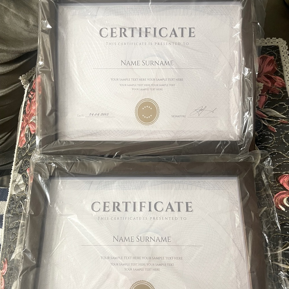 Two frames for certificates. Vintage walnut